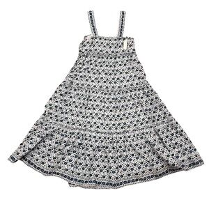 Max Studio Floral Tiered Cotton Sundress NWT Size M Boho Blue White